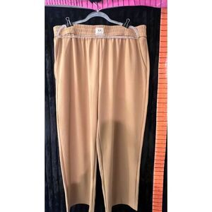 GlamorEase Women’s XXL Petite Camel Tan Pull-On Stretch Pants Elastic Waist